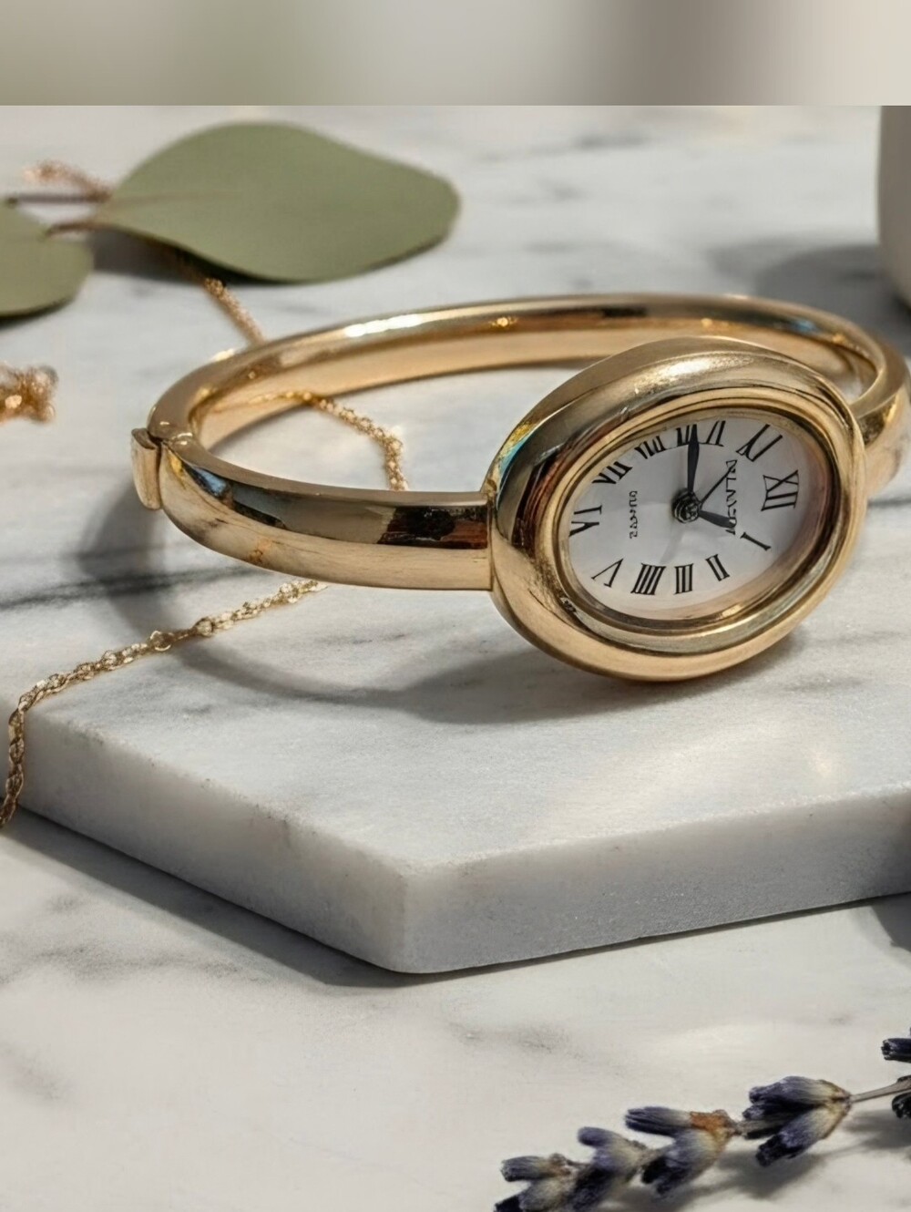 Gold Bangle Watch Bracelet - White Dial